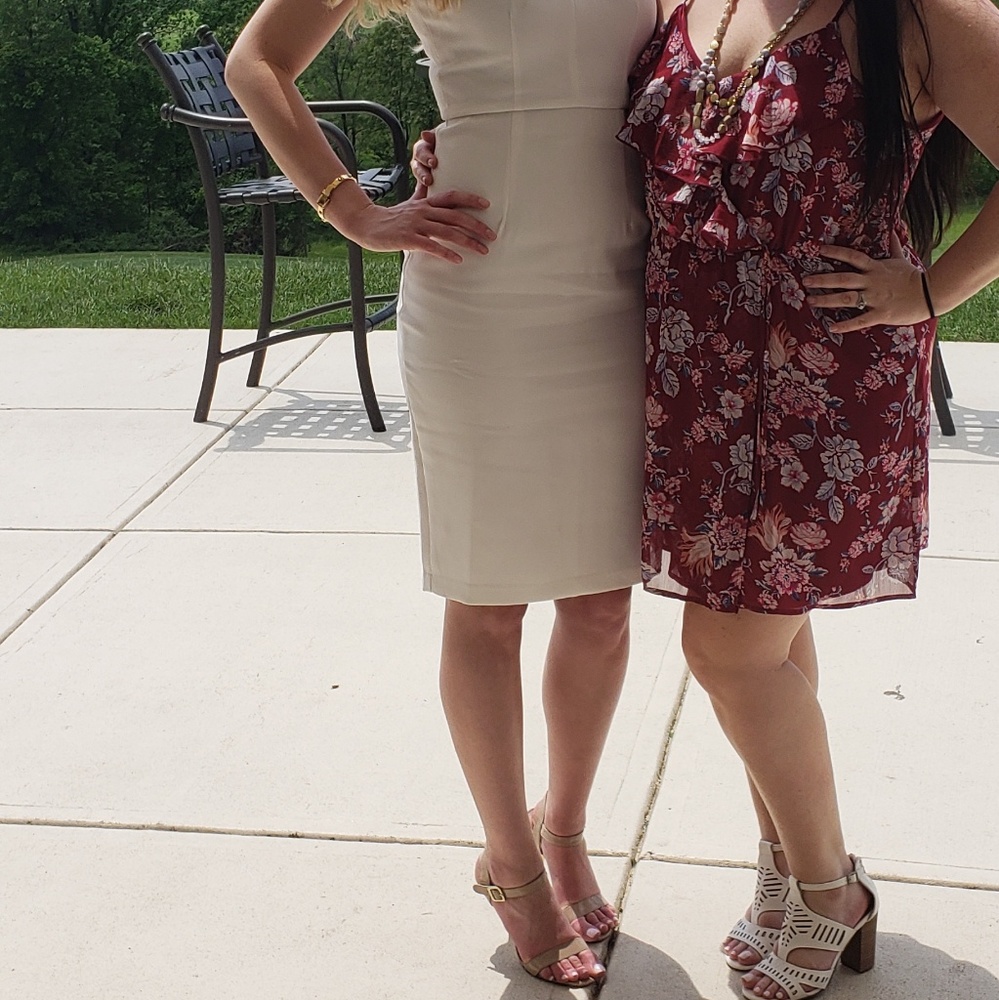 Maroon floral ruffle dress